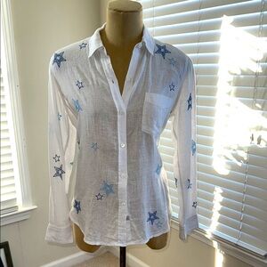Women’s Rails White & Blue Star Embroidered button down shirt Perfect condition